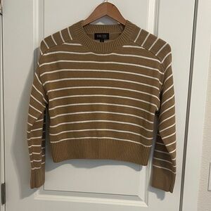 Truth Women's Tan and White Striped Sweater